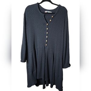 Free People Beach Dress Henley Oversized Large Black